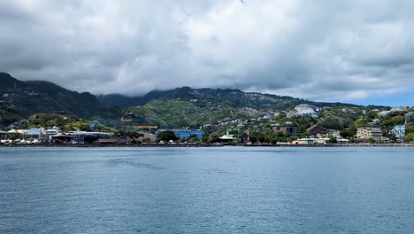 scenic ocean view of capital city of papeete on tropical tahiti island in french polynesia