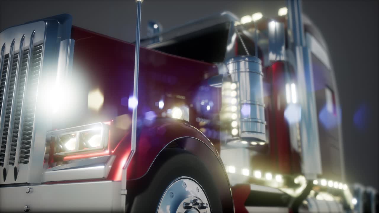 스튜디오에서 밝은 미국 트럭 트랙