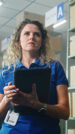 trabajador de almacén que utiliza una tableta