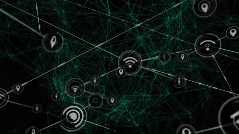 Animation-of-network-of-connections-over-black-background