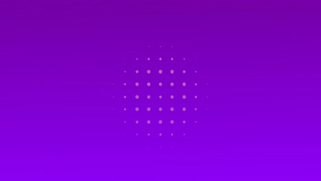 Reihen-Von-Flecken-Und-Blauen-Kreisen,-Die-Sich-Auf-Violettem-Hintergrund-Bewegen