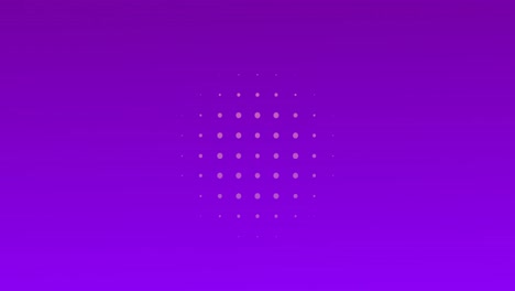 rows of spots and blue circles moving on purple background