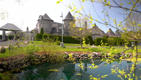 exterior-shot-of-Castle-beautiful-architecture-castle-United-States-royalty-regal-stock-video-footage