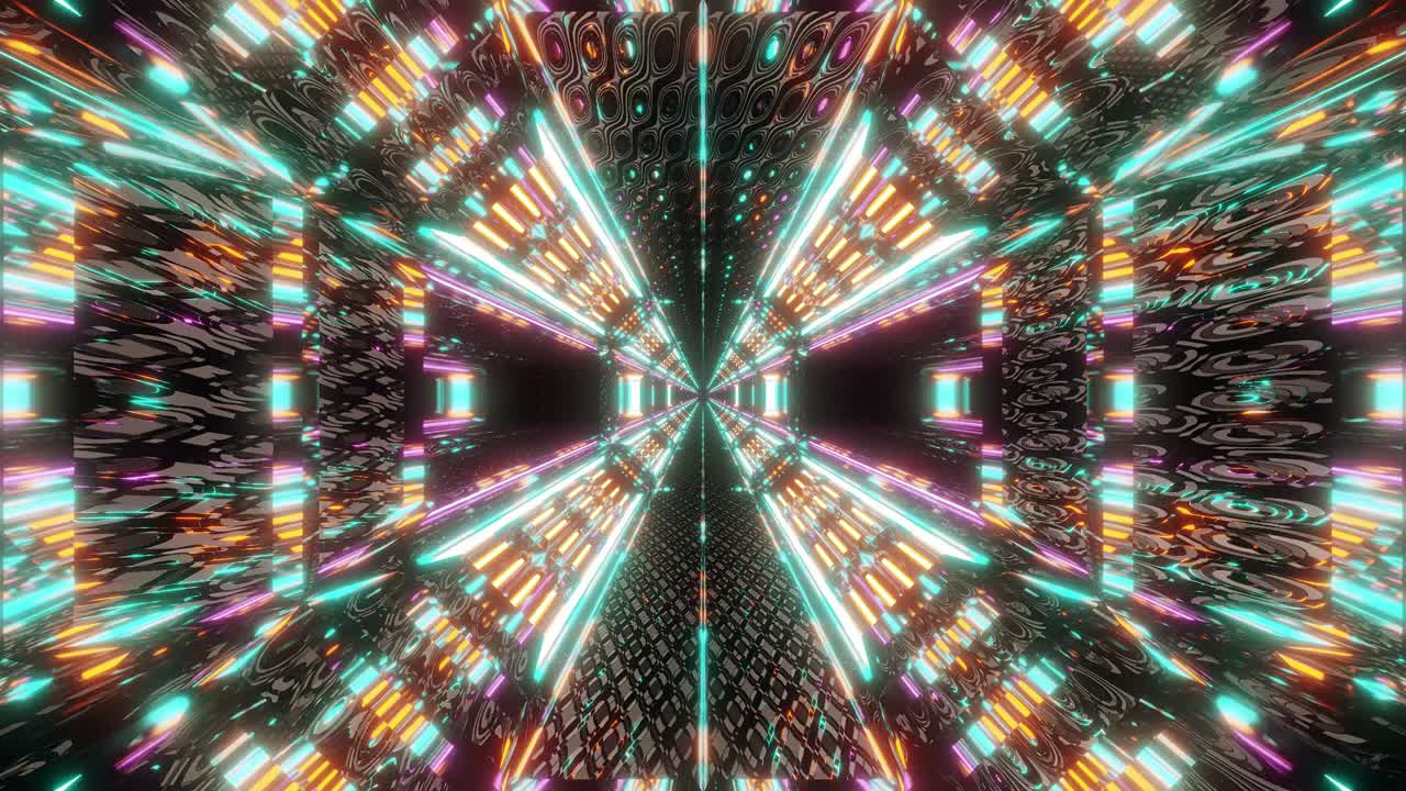 corredor de túnel de ciencia ficción con textura abstracta con luces interminables ilustración 3d en vivo papel tapiz fondo de movimiento stock vj bucle