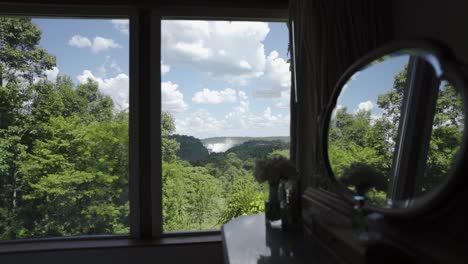 view from window of the waterfall in the iguazú national park in the province of misiones, argentina