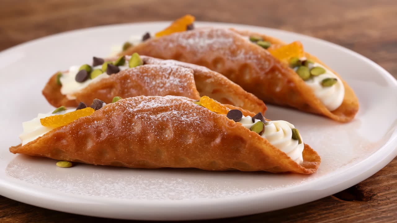 Deliziosi cannoli su un piatto bianco