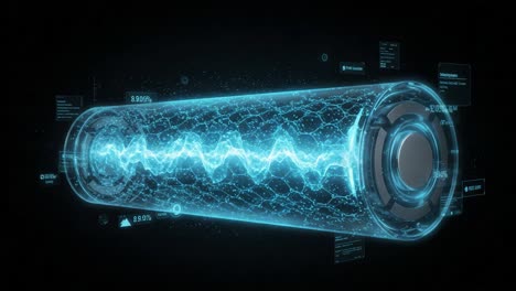 futuristic battery technology illustration with dynamic energy flow visualization showcasing advanced energy storage and management systems
