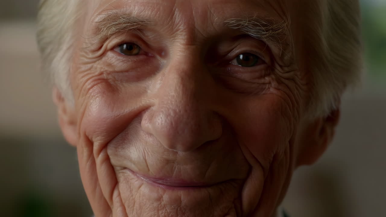 retrato en primer plano de un anciano sonriente