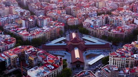 barcelona aerial view mercat de sant antoni, spain