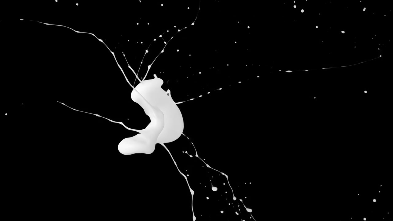 Sovrapposizione animata di latte bianco, video 4K trasparente, canale alfa, ProRes 4444