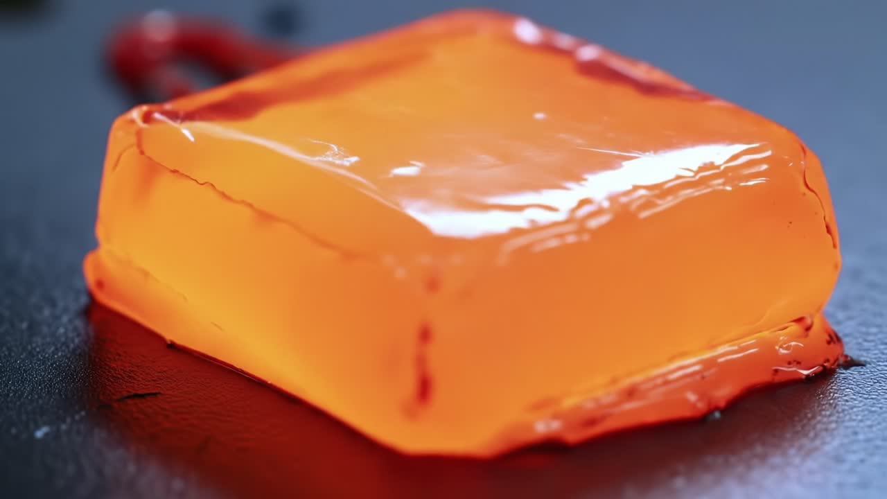 Bright Orange Gelatin Preparation in a Kitchen Setting During Daylight Hours