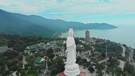 aerial view of ling ung pagoda son tra peninsula, da nang, vietnam