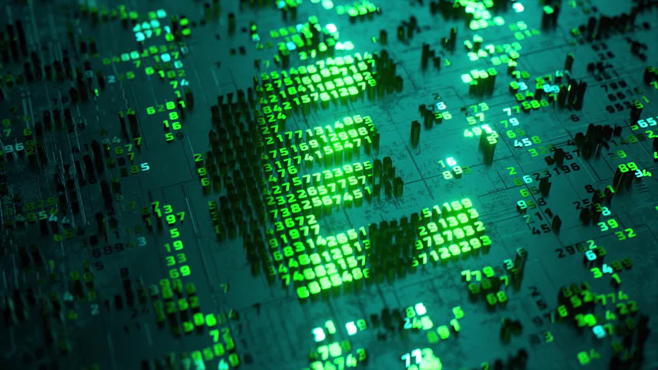 placa de circuitos abstractos con números brillantes