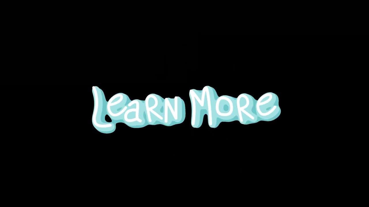Animation of blue and white letters words Learn More with rays with ...