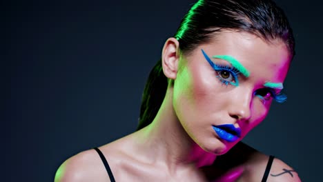 vibrant neon makeup portrait