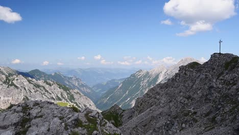 mountain of the alps at austria, liechtenstein under a blue sky