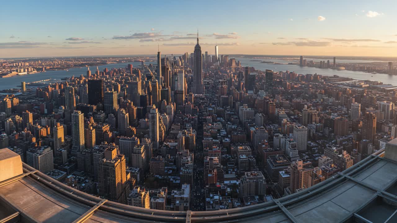 Breathtaking Aerial View of a Vibrant City Skyline During Sunset ...