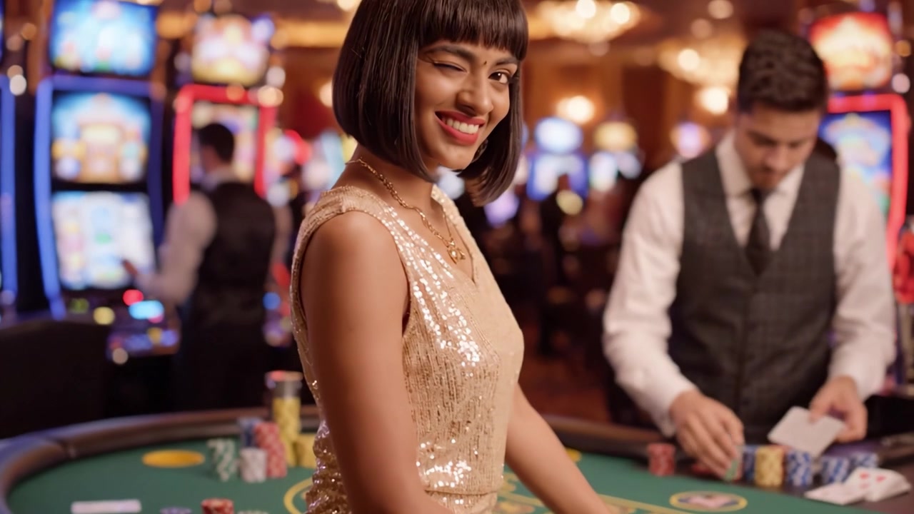 Una noche glamurosa en el casino: el atractivo de las apuestas de alto riesgo con moda elegante y una jugabilidad cautivadora.