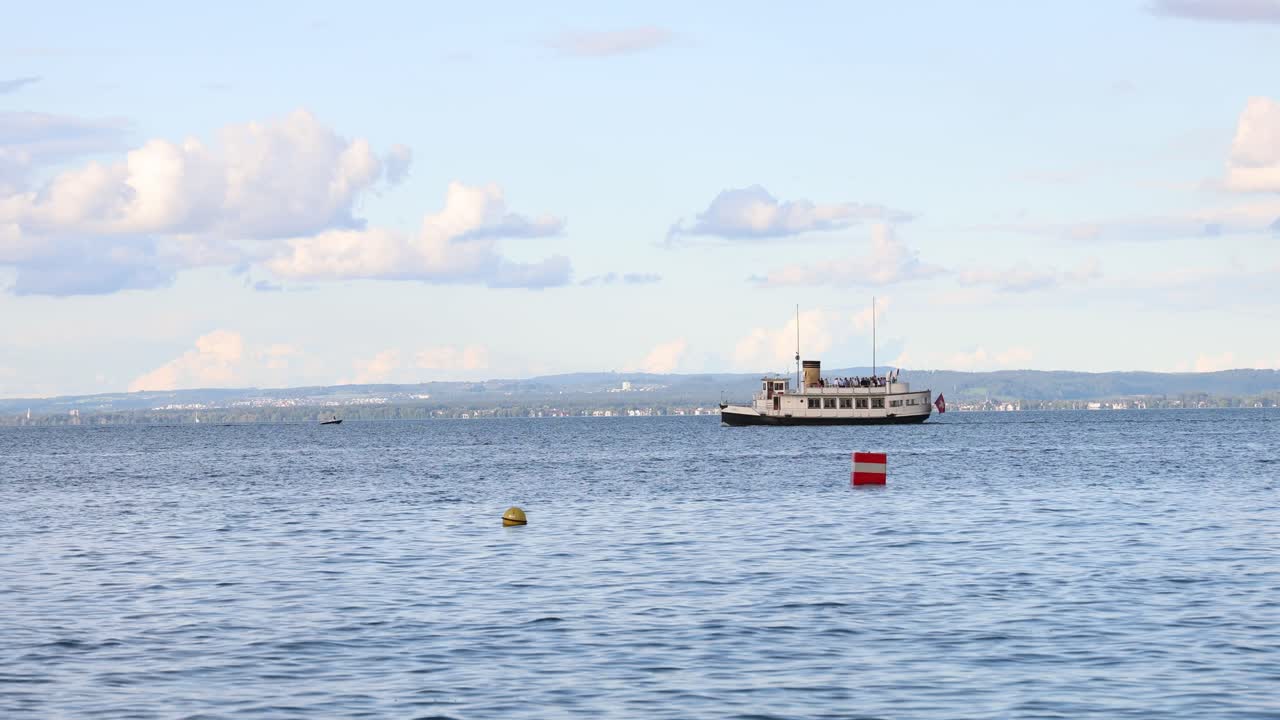 Ferry crossing Lake Constance, boat on the water