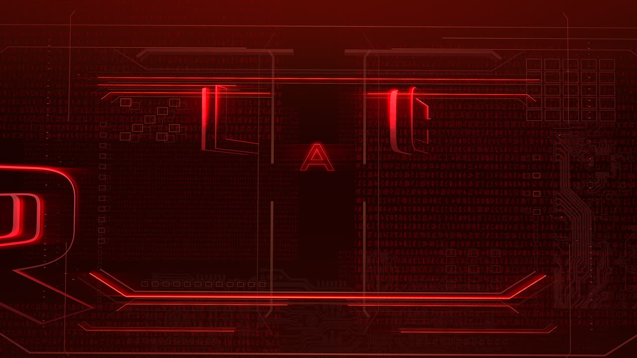 컴퓨터 매트릭스 번호와 그리드 2가 포함된 애니메이션 소개 텍스트 블랙 프라이데이 및 사이버펑크 애니메이션 배경