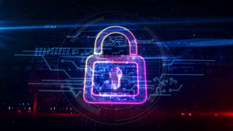 símbolo de seguridad cibernética de cerrojo abstracto animación en bucle