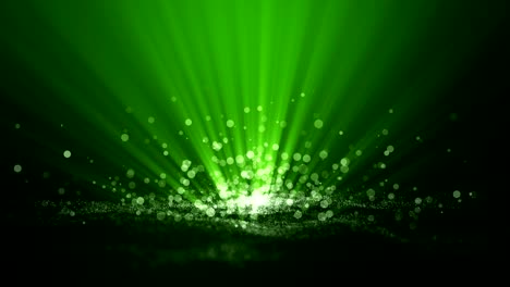 seamless loop, loopable, green digital signature with wave particles rise up, sparkle, veil and space with depth of field. the particles light beam.