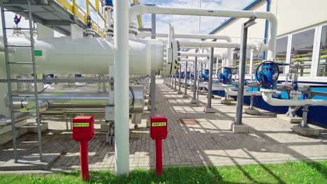 latvian natural gas pumping station with advanced gas purification setup, panning shot