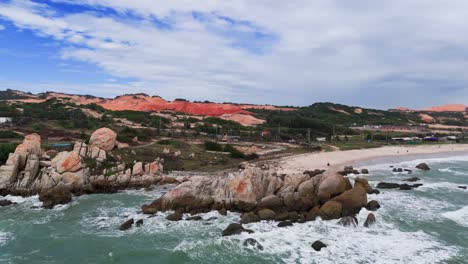 Aerial View Of The Beautiful Coastline With Sandy Beaches.