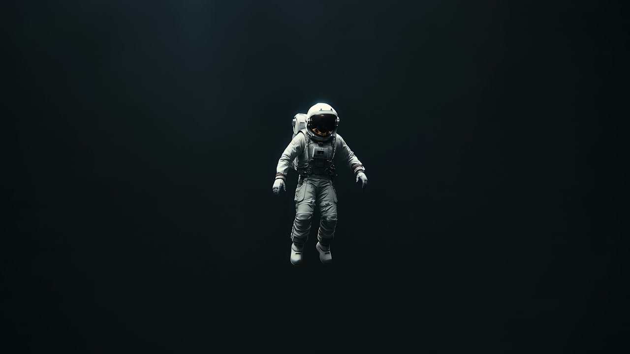 Lost astronaut floating in deep space