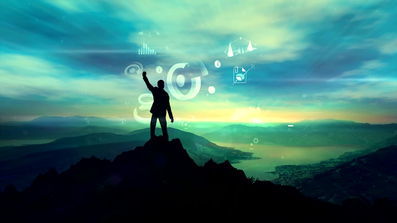 el líder en la parte superior celebra el éxito