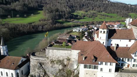 aarburg aargau switzerland castle with village and river below rotating view