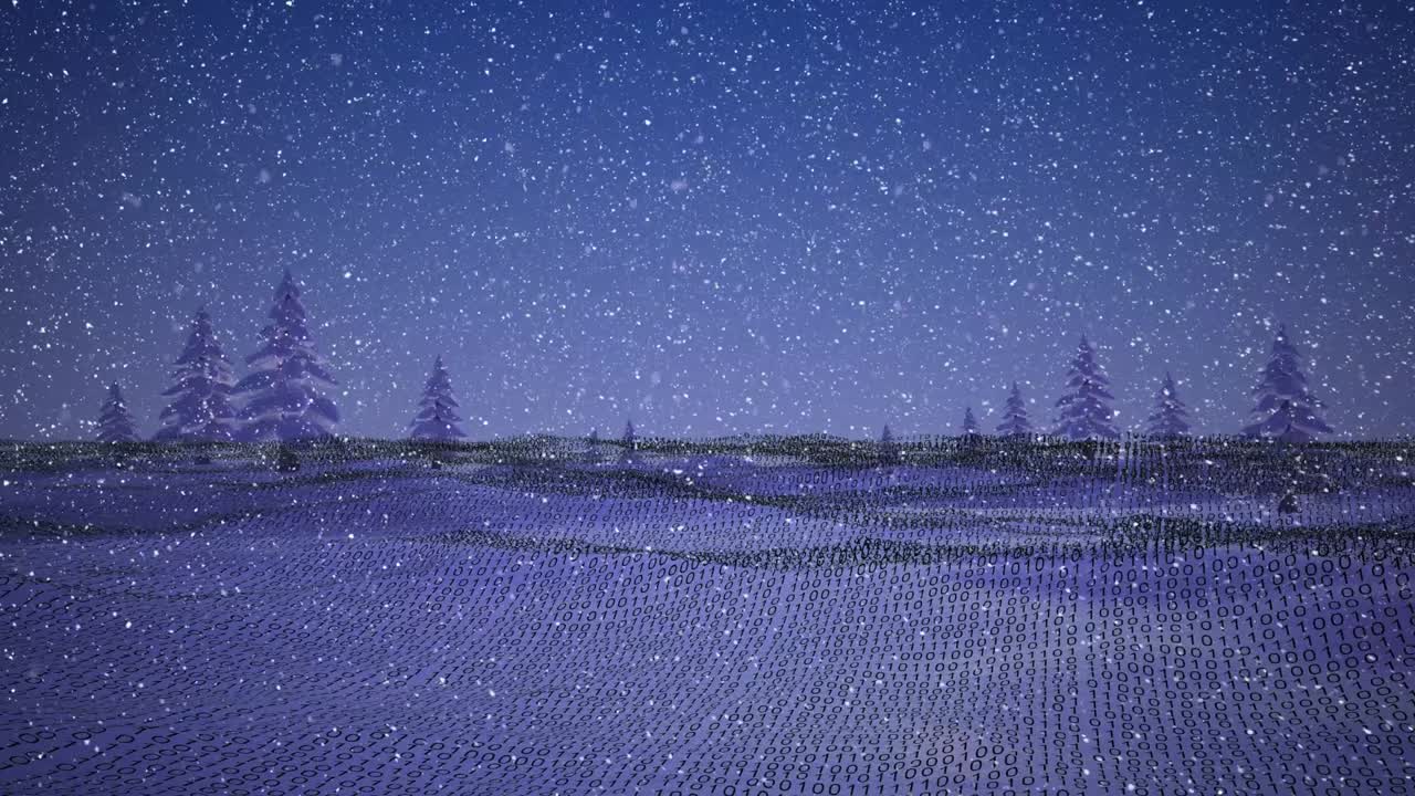 눈이 내리는 겨울 풍경의 애니메이션