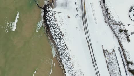 direct aerial over a reinforced rock beach