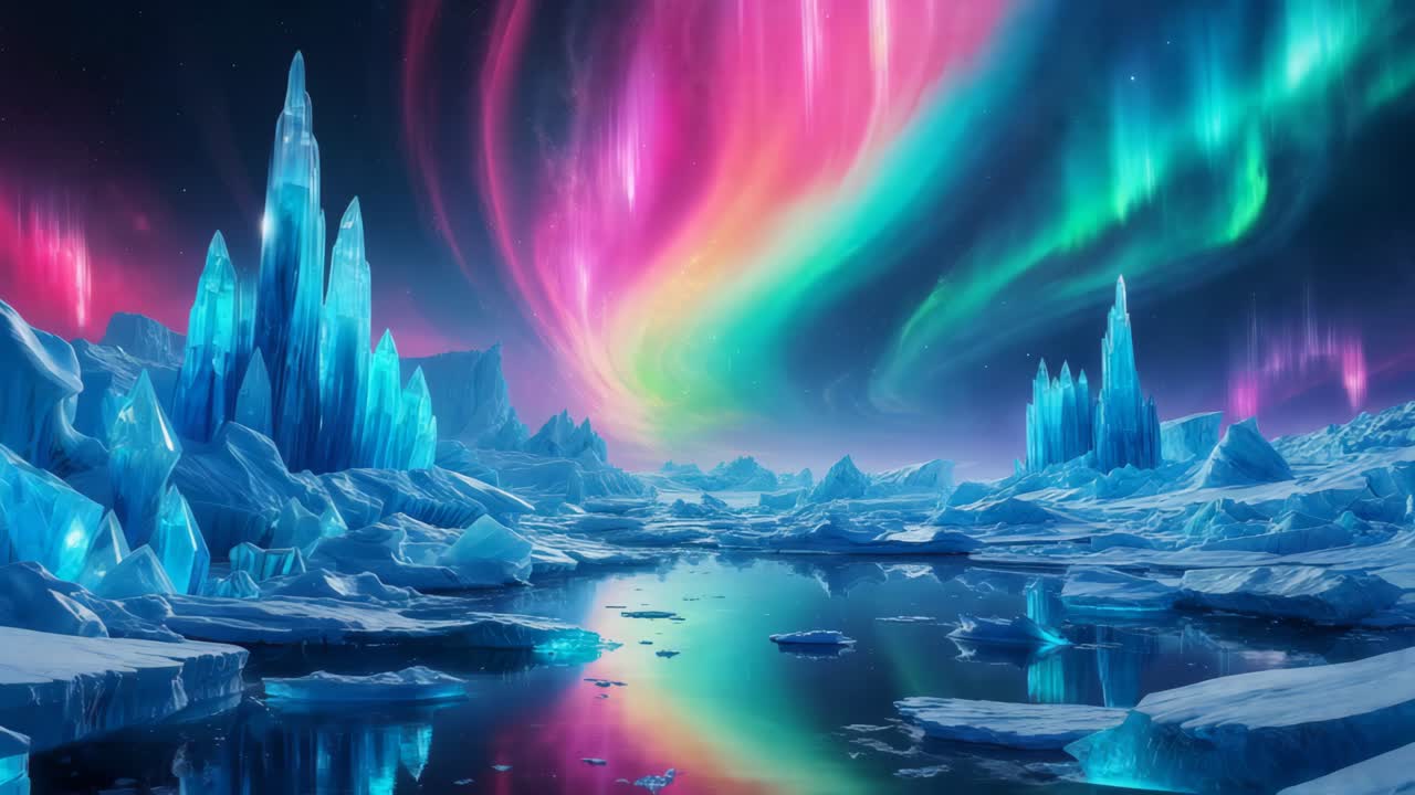 cuevas de hielo de otro mundo bajo las luces del norte