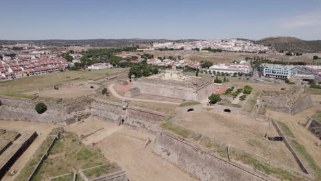 santa luzia fortress, historic star shape fort in elvas, orbiting shot