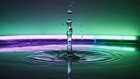 water drop creating ripples on a smooth surface with vibrant light