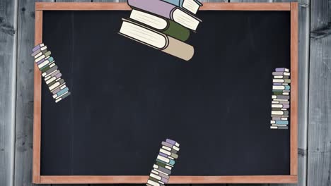 Animation-of-school-items-icons-moving-over-board