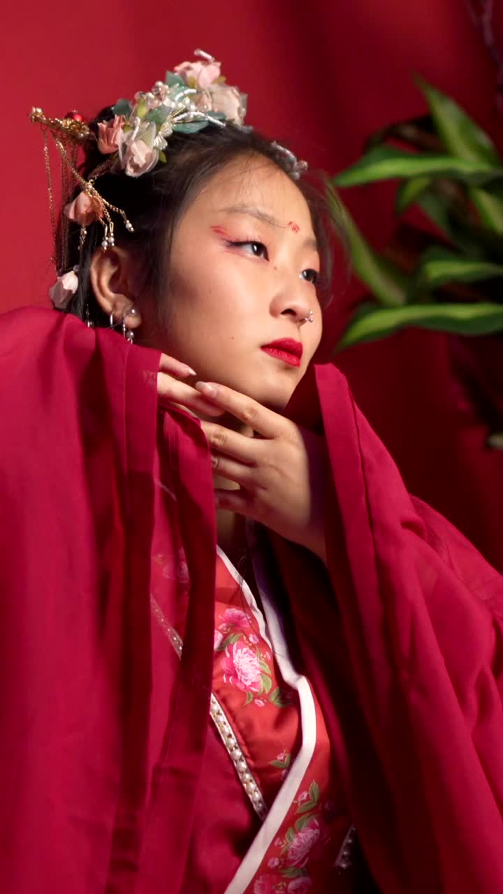 Woman in Traditional Asian Clothing