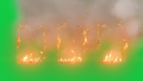 windows fire and flame isolated on green screen background,4k video element for visual effects