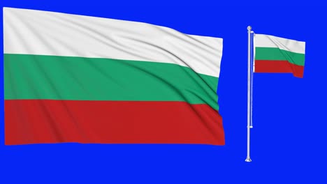 Greenscreen-Schwenkt-Bulgarien-Flagge-Oder-Fahnenmast