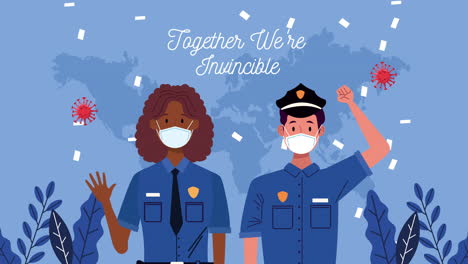 polices couple with together we are invincible message campaign