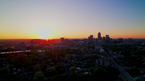indianapolis at golden hour showing skyline, downtown streets, construction, and urban planning zones.