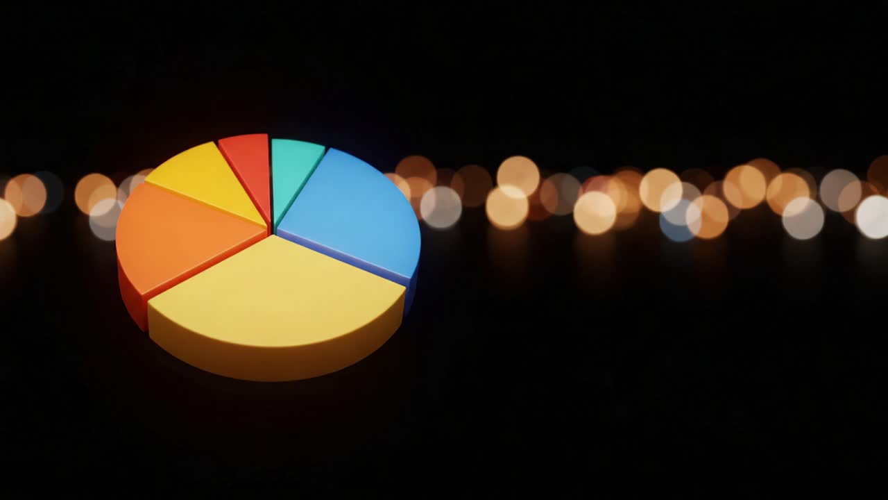 A Dynamic and Colorful Pie Chart Against a Softly Blurred Background, Perfectly Illustrating Data Distribution and Segmentation in a Creative Design