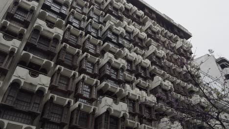 amazing bicolor façade of an iconic building in the heart of ourense