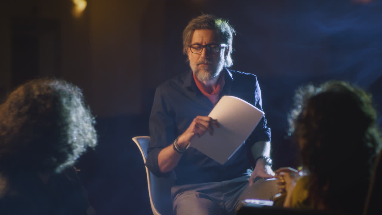 Director Talking to Actors During Rehearsal