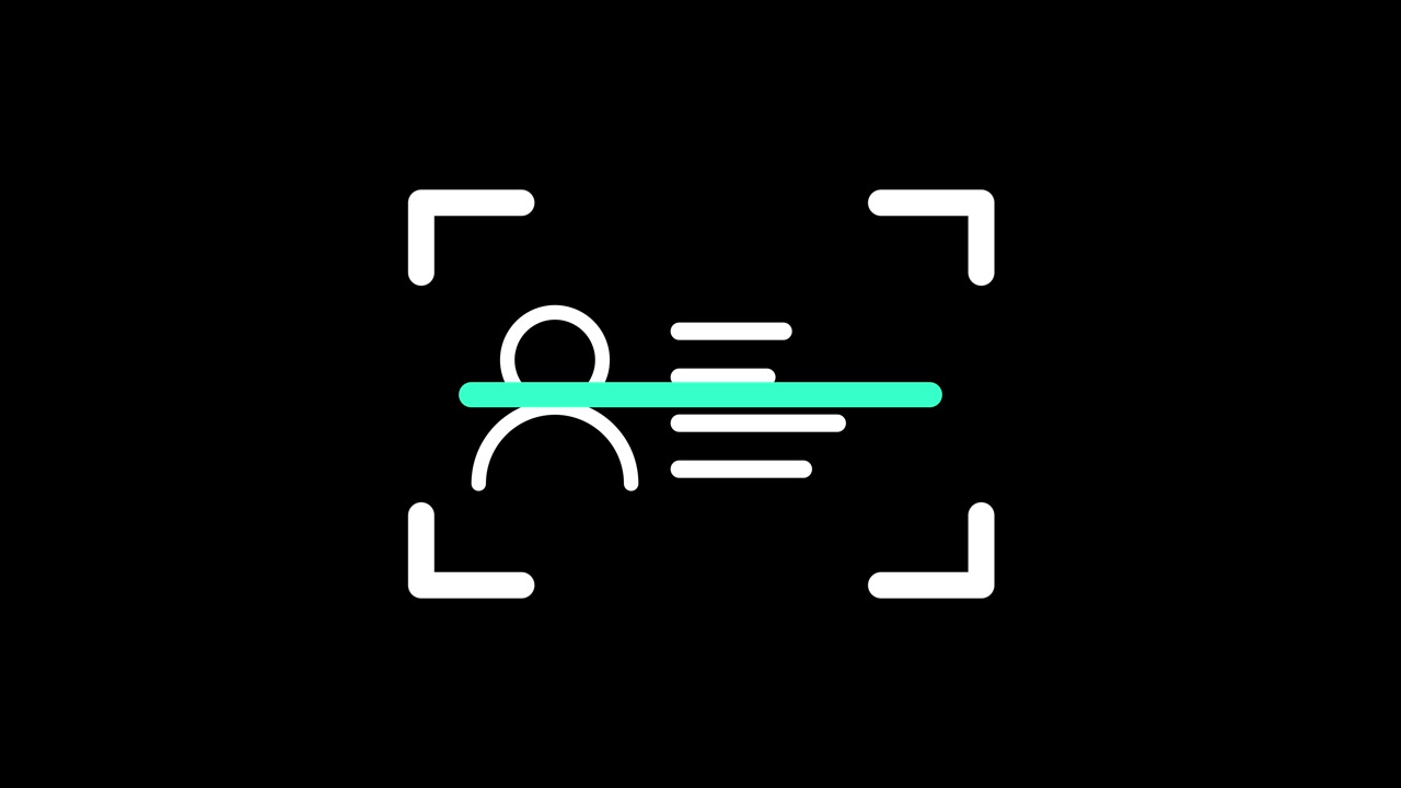 Identification card is centered with scanner animation isolated on black background