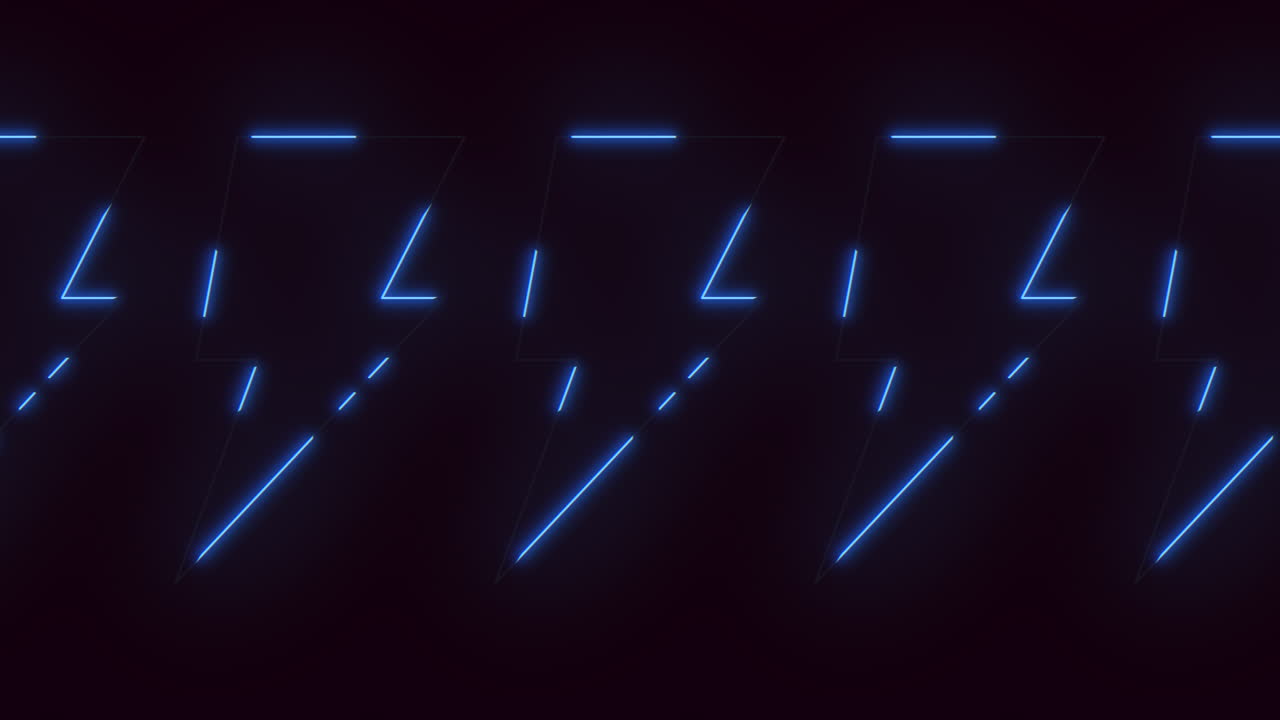 Futuristic neon lightning bolt pattern glowing on dark background