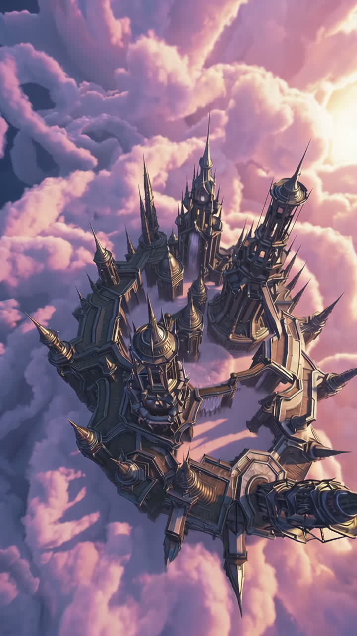 Floating Castle in Ethereal Clouds