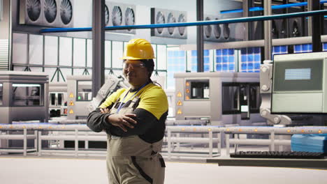 vertical video woman conducts routine inspections in industry 4.0 solar panels plant