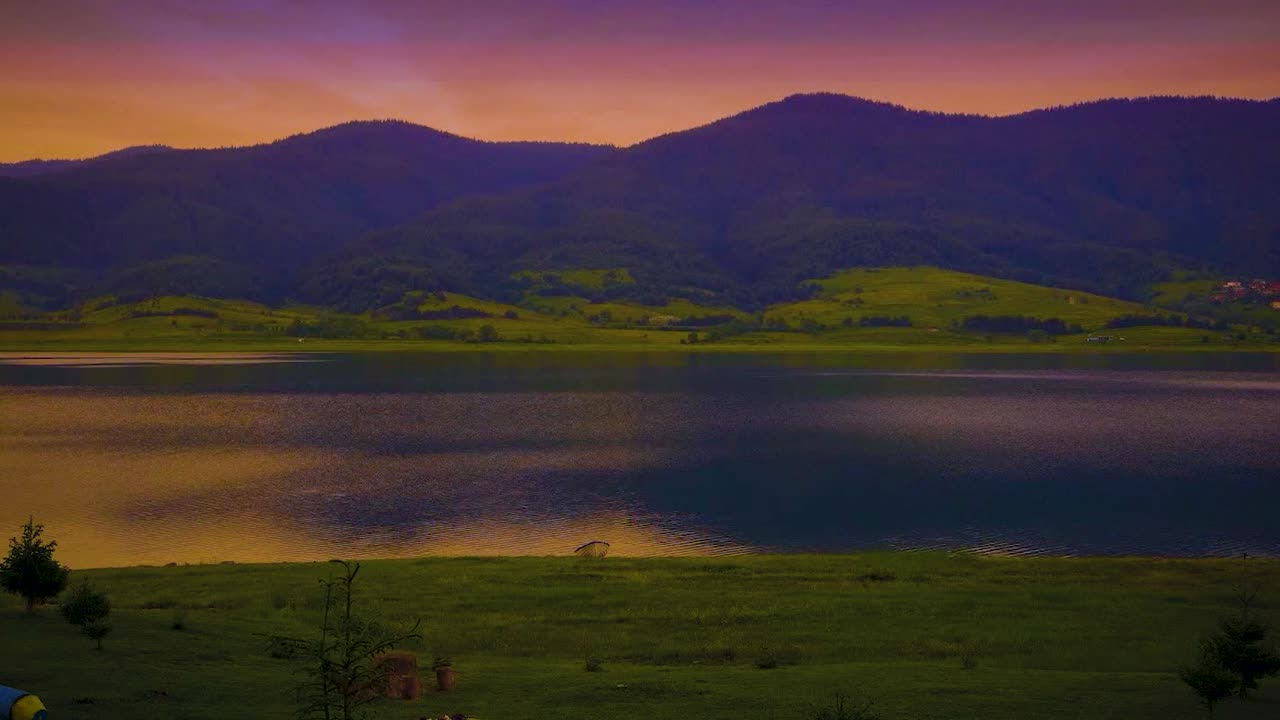 Beautiful Sunset at the lake and reflection Time Lapse